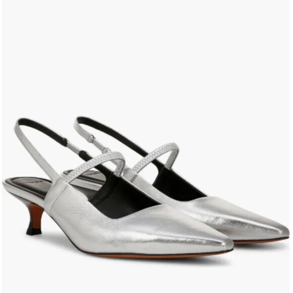 Vince Silver Slingback Heels - Picture 4 of 7